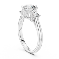 Round Three-Stone Solitaire Engagement Ring