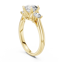 Round Three-Stone Solitaire Engagement Ring