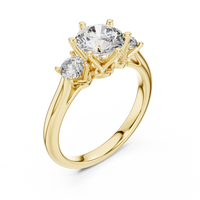Round Three-Stone Solitaire Engagement Ring