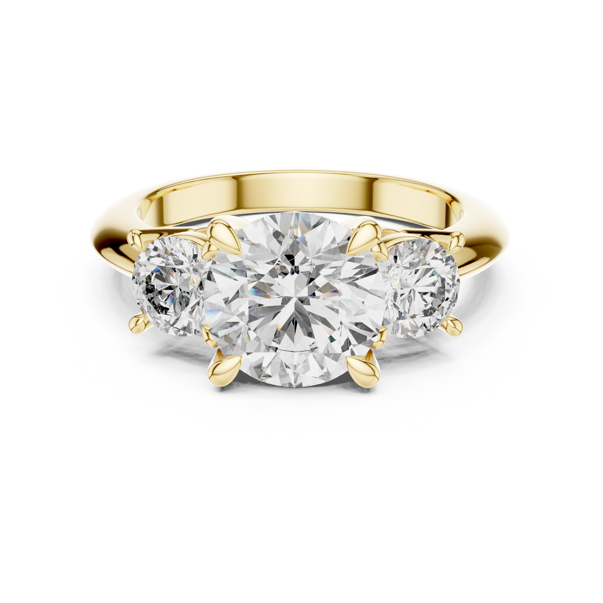 Round Three-Stone Classic Solitaire Engagement Ring