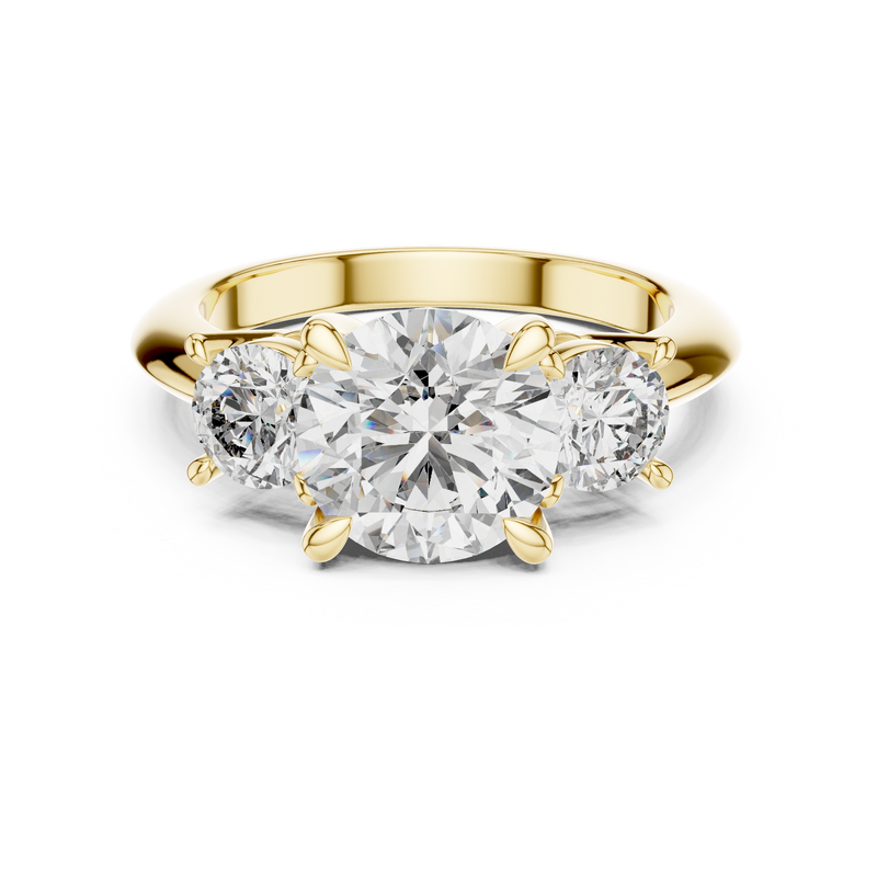 Round Three-Stone Classic Solitaire Engagement Ring