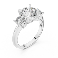 Round Three-Stone Classic Solitaire Engagement Ring