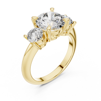 Round Three-Stone Classic Solitaire Engagement Ring