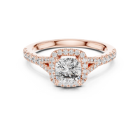 Cushion Halo Split Shank Pave Engagement Ring