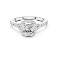 Cushion Halo Split Shank Pave Engagement Ring