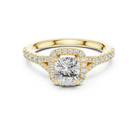 Cushion Halo Split Shank Pave Engagement Ring