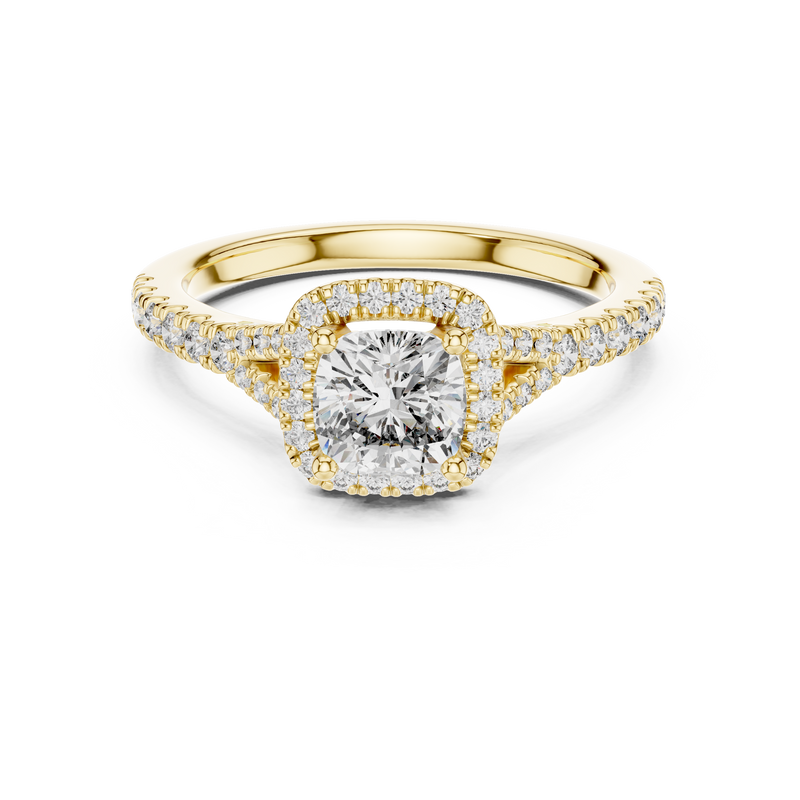 Cushion Halo Split Shank Pave Engagement Ring