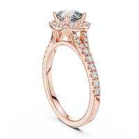 Cushion Halo Split Shank Pave Engagement Ring