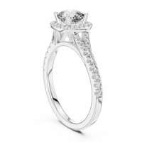 Cushion Halo Split Shank Pave Engagement Ring