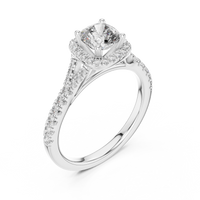 Cushion Halo Split Shank Pave Engagement Ring