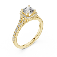 Cushion Halo Split Shank Pave Engagement Ring