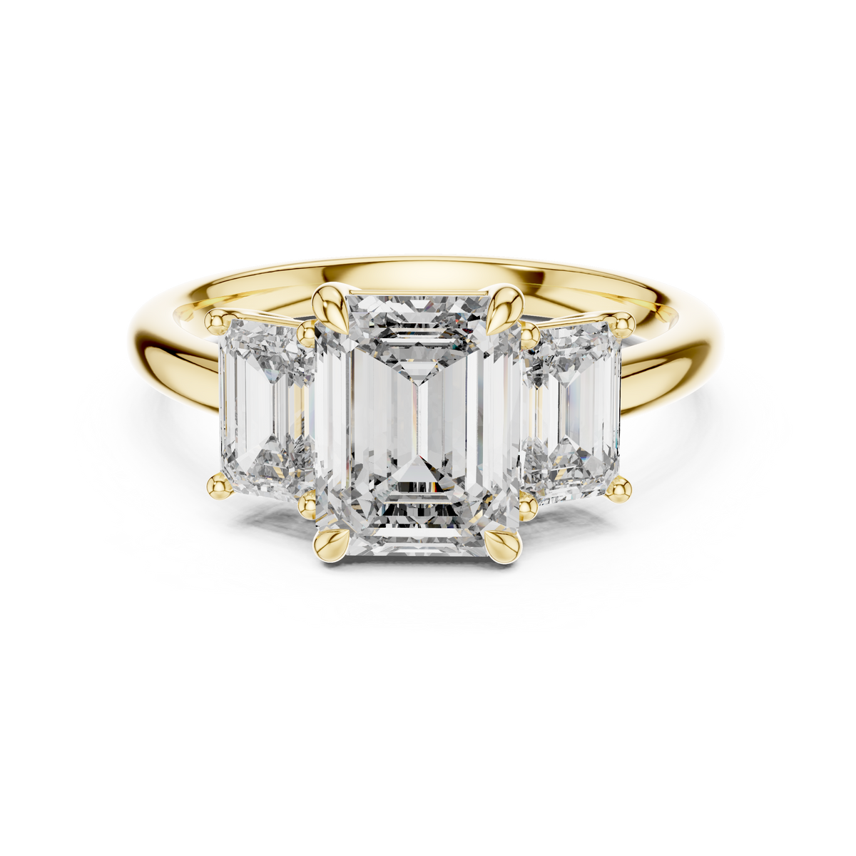 Emerald Three-Stone Engagement Ring