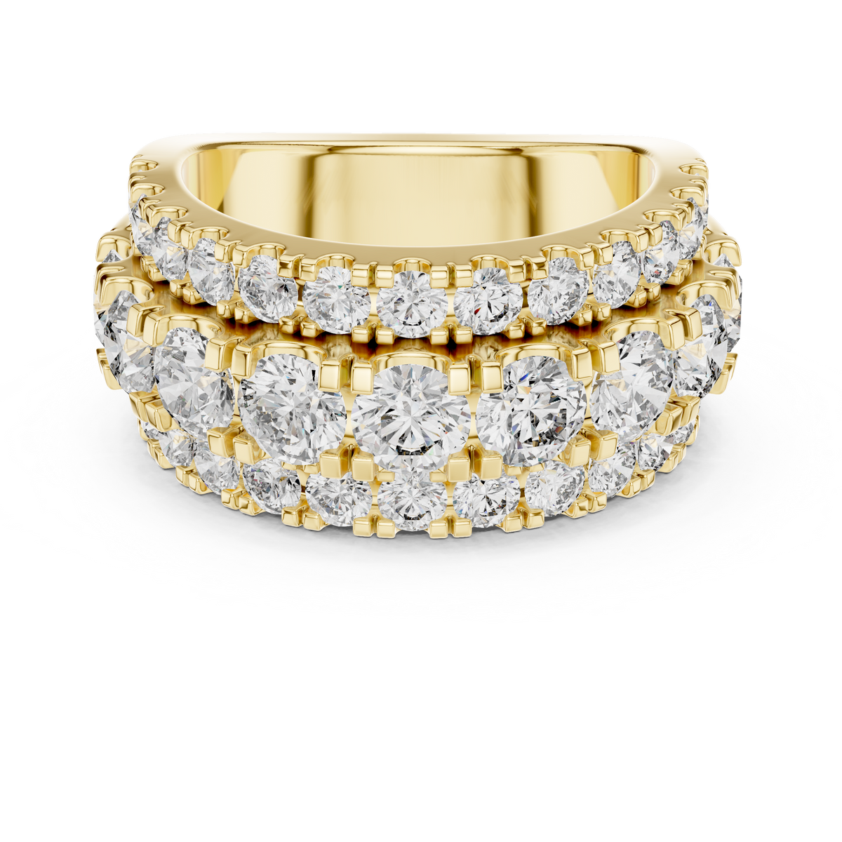 Multi-Row Round Diamond Eternity Statement Ring