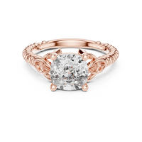 Cushion-Cut Blue Diamond Twisted Rope Ring