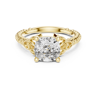Cushion-Cut Blue Diamond Twisted Rope Ring