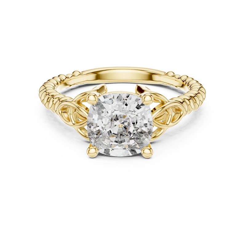 Cushion-Cut Blue Diamond Twisted Rope Ring