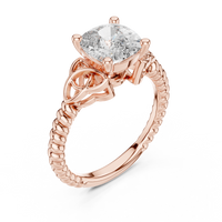 Cushion-Cut Blue Diamond Twisted Rope Ring