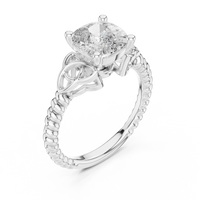 Cushion-Cut Blue Diamond Twisted Rope Ring
