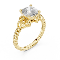 Cushion-Cut Blue Diamond Twisted Rope Ring