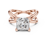 Blue Diamond Princess-Cut Twist Solitaire Ring