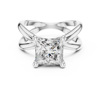 Blue Diamond Princess-Cut Twist Solitaire Ring