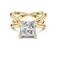 Blue Diamond Princess-Cut Twist Solitaire Ring