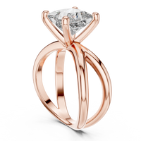 Blue Diamond Princess-Cut Twist Solitaire Ring
