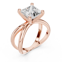 Blue Diamond Princess-Cut Twist Solitaire Ring