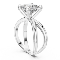 Blue Diamond Princess-Cut Twist Solitaire Ring