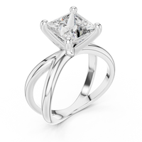 Blue Diamond Princess-Cut Twist Solitaire Ring