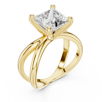 Blue Diamond Princess-Cut Twist Solitaire Ring
