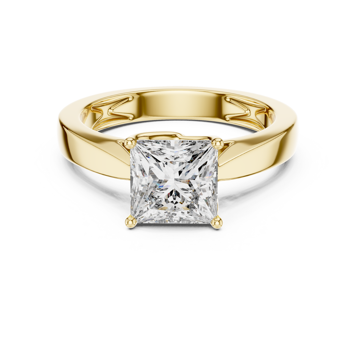 Princess-Cut Blue Diamond Sculpted Solitaire Ring
