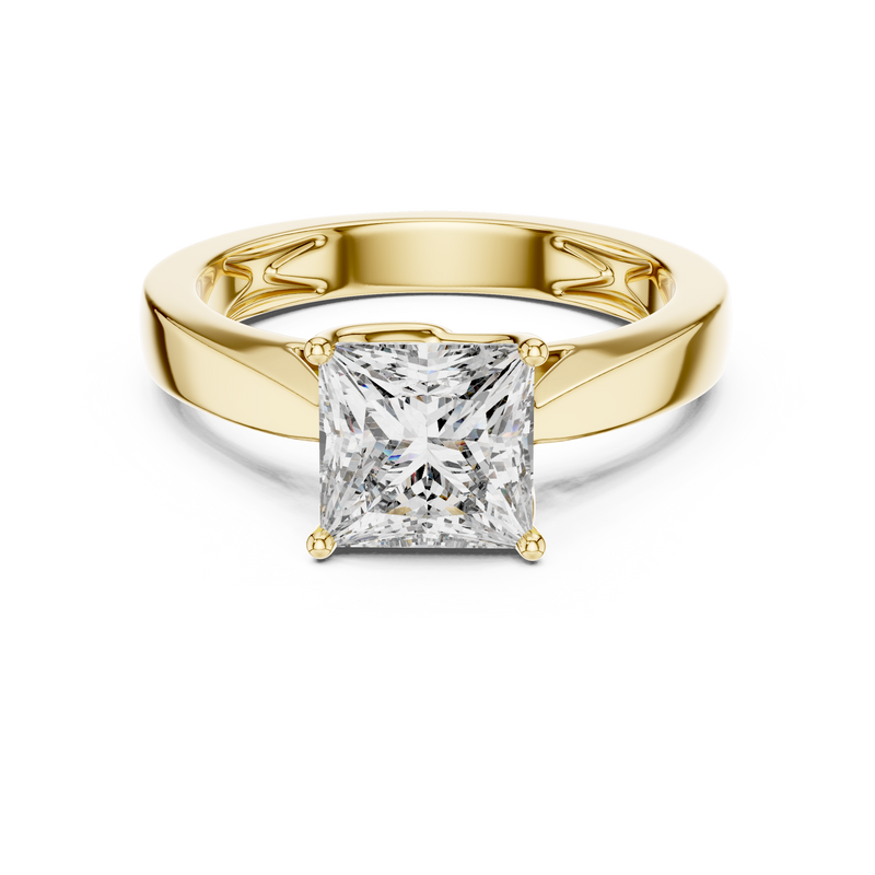Princess-Cut Blue Diamond Sculpted Solitaire Ring