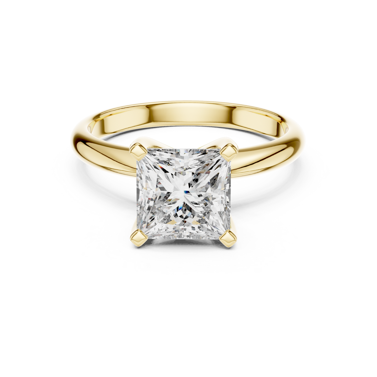 Princess-Cut Blue Diamond Sculpted Solitaire Ring