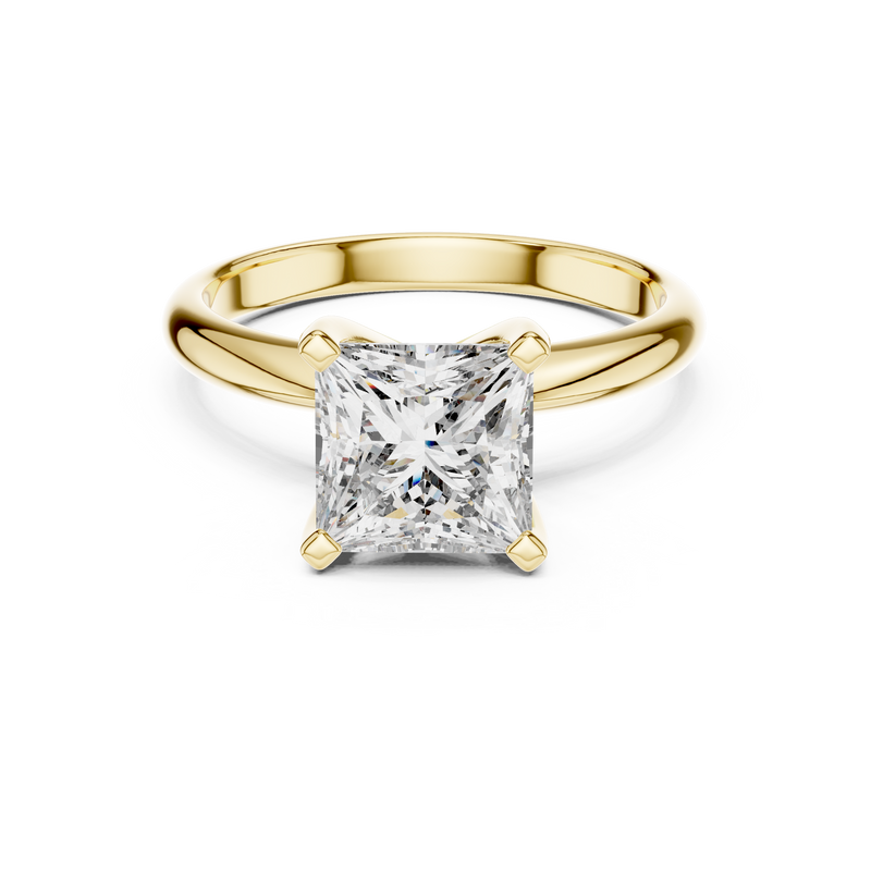 Princess-Cut Blue Diamond Sculpted Solitaire Ring