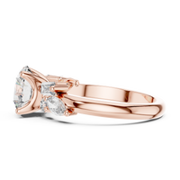 Round-Cut Blue Diamond Marquise, Baguette Accent Ring
