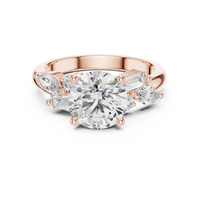 Round-Cut Blue Diamond Marquise, Baguette Accent Ring