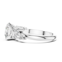 Round-Cut Blue Diamond Marquise, Baguette Accent Ring