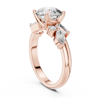 Round-Cut Blue Diamond Marquise, Baguette Accent Ring