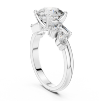 Round-Cut Blue Diamond Marquise, Baguette Accent Ring
