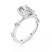 Oval-Cut Blue Diamond Accent Solitaire Ring
