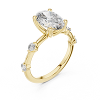 Oval-Cut Blue Diamond Accent Solitaire Ring