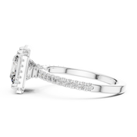 Princess-Cut Pavé Halo Solitaire Blue Diamond Ring