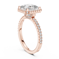 Princess-Cut Pavé Halo Solitaire Blue Diamond Ring