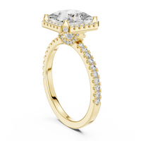 Princess-Cut Pavé Halo Solitaire Blue Diamond Ring