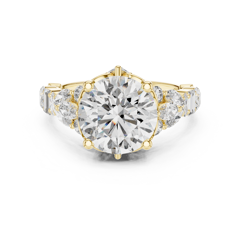 Round-Cut Blue Accent Diamond Multi-Shape Ring