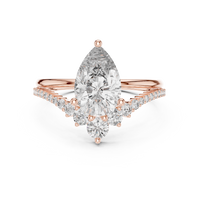 Solitaire Pear-Cut Blue Diamond Pavé Ring