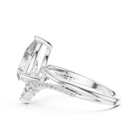 Solitaire Pear-Cut Blue Diamond Pavé Ring