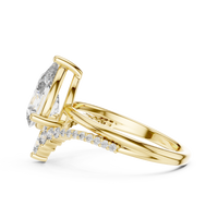 Solitaire Pear-Cut Blue Diamond Pavé Ring