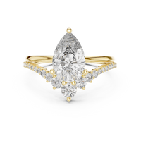 Solitaire Pear-Cut Blue Diamond Pavé Ring